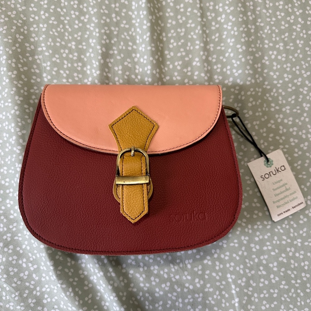 Sonka Two-Tone Crossbody Bag - Red and Pink